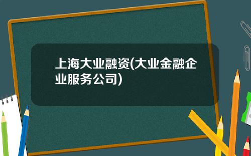 上海大业融资(大业金融企业服务公司)