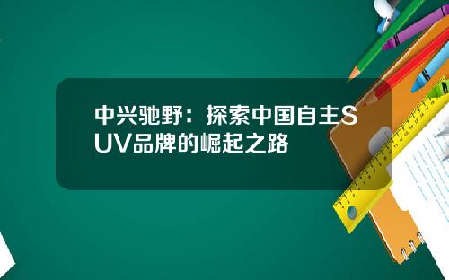 中兴驰野：探索中国自主SUV品牌的崛起之路