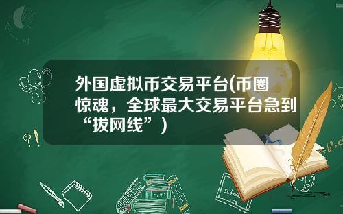 外国虚拟币交易平台(币圈惊魂，全球最大交易平台急到“拔网线”)