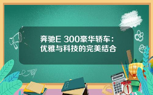 奔驰E 300豪华轿车：优雅与科技的完美结合
