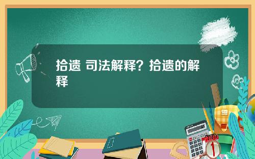 拾遗 司法解释？拾遗的解释