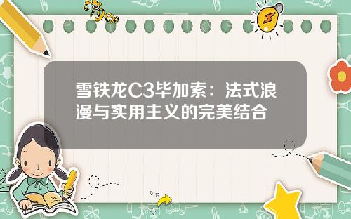 雪铁龙C3毕加索：法式浪漫与实用主义的完美结合