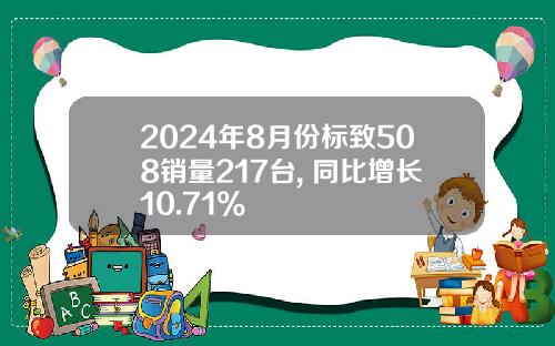 2024年8月份标致508销量217台, 同比增长10.71%