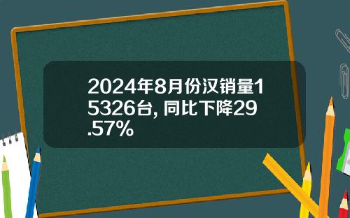 2024年8月份汉销量15326台, 同比下降29.57%