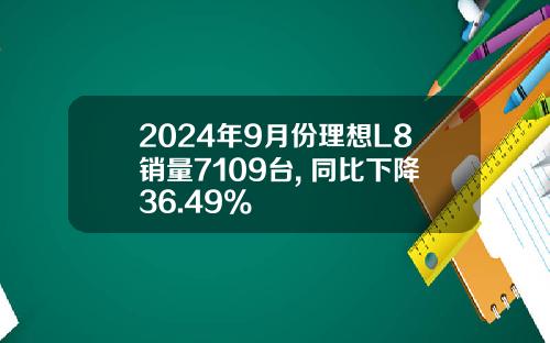 2024年9月份理想L8销量7109台, 同比下降36.49%