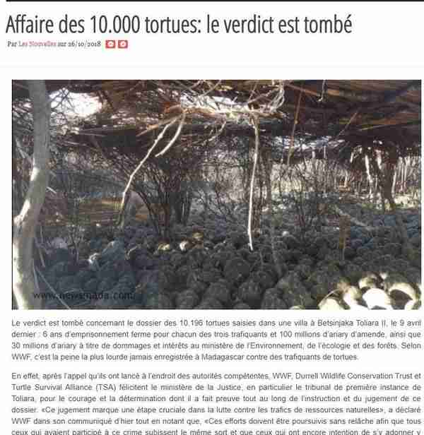 7000多只濒危的辐射龟于马达加斯加被缉获，266只龟己病亡！