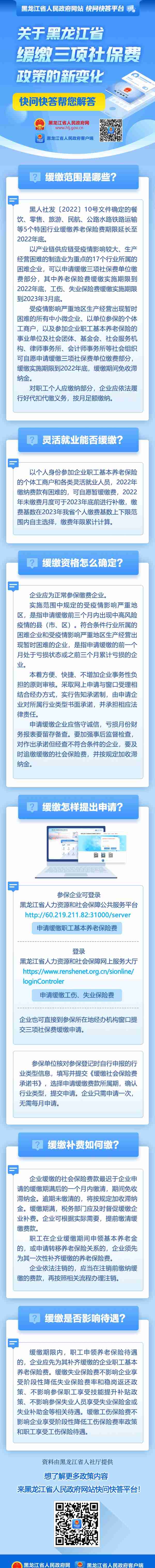 关于黑龙江省缓缴三项社保费政策的新变化，快问快答帮您解答！