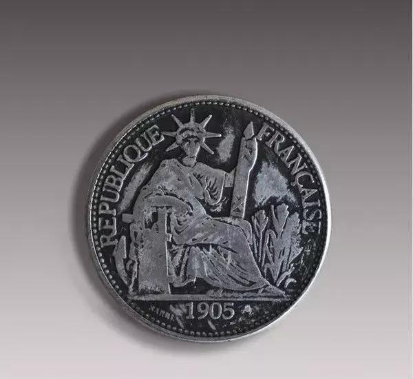 1905，法国自由女神“坐洋”精铸纪念币